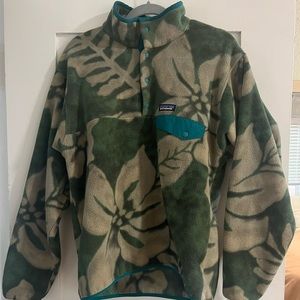 Patagonia Snap T Pullover Fleece, Green Pattern, Medium